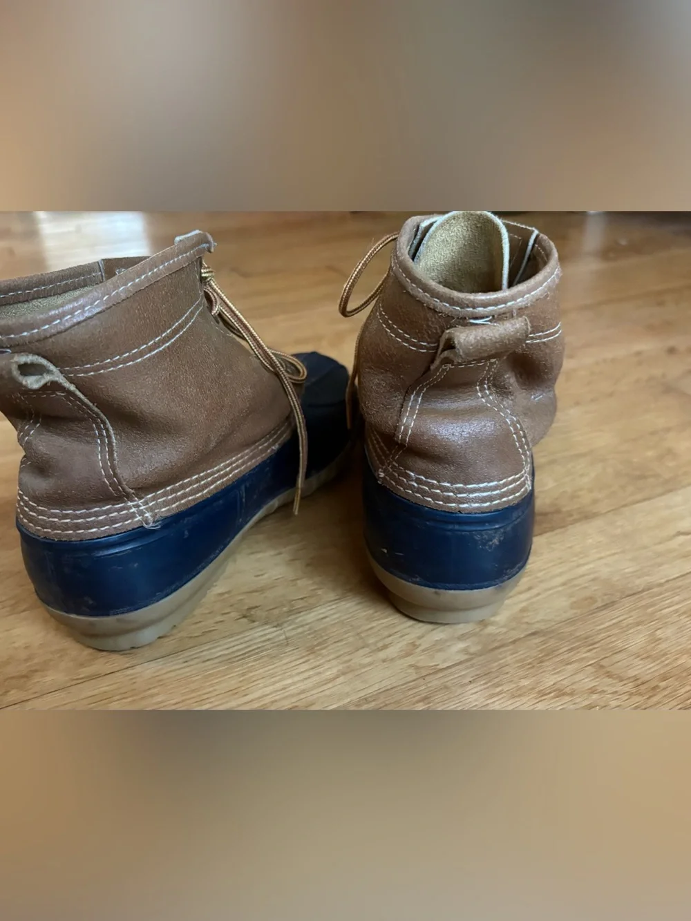 LaCrosse Vintage Classic Duck Boots - Navy and Brown Lace-Up Waterproof Boots